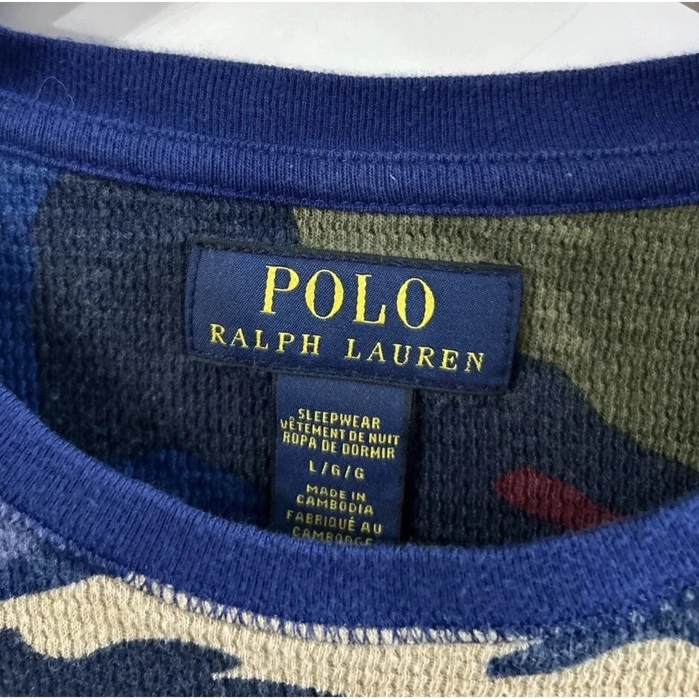 Polo Ralph Lauren Multicolor Polo Player Camo Waffle Knit Thermal Sleep T-Shirt